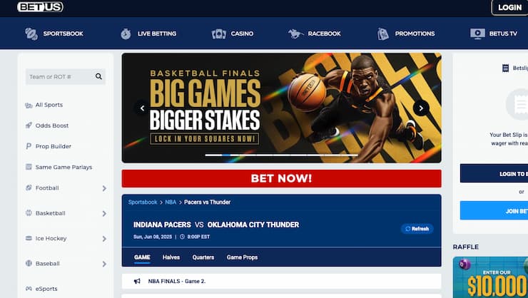 An image of the betting screen from BetUS, a popular option among nba sportsbooks.